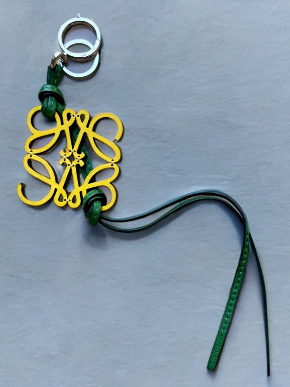 Loewe Anagram Green Yellow Leather Keychain Bag Charm